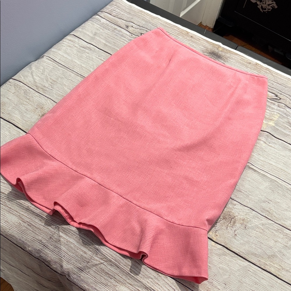 Le Suit Pink Ruffle-Hem Pencil Skirt